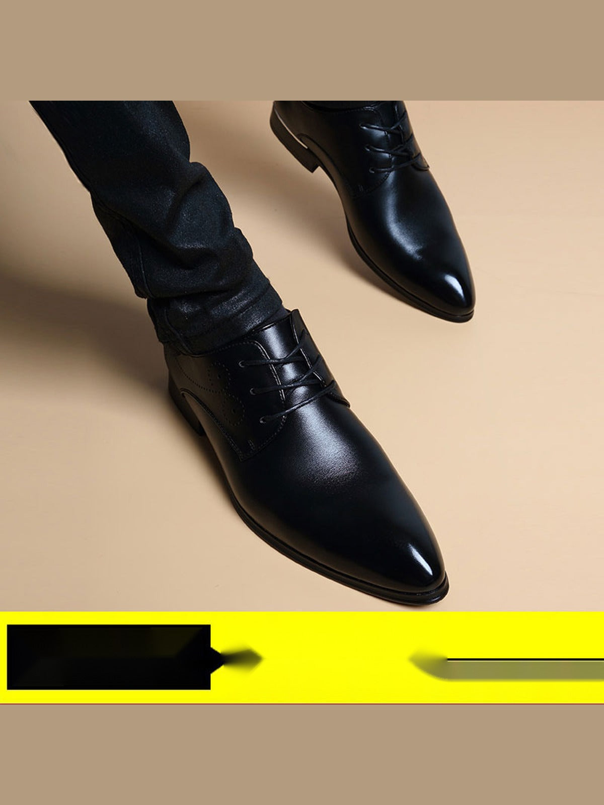 Black handcrafted genuine leather shoes - color image