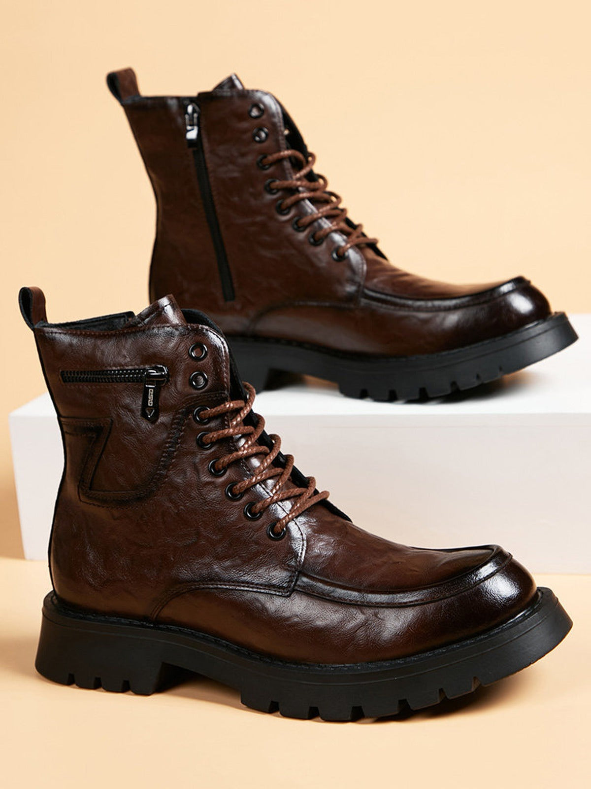 Handcrafted Genuine Leather Men's Boots - product view 4
